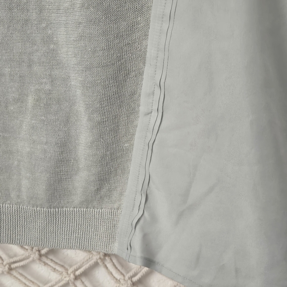 COS Linen-Silk Knitted Short Sleeve Knitted Top Mixed-Media Boho Pistachio Green - Picture 8 of 13